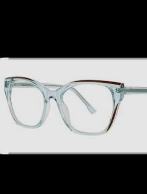Clear Cat-Eye Eyeglasses with Subtle Brown Accent